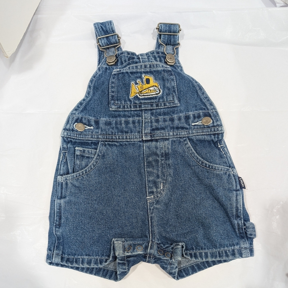 Carter's Denim Overalls with Bulldozer Applique, 6-9 mos.